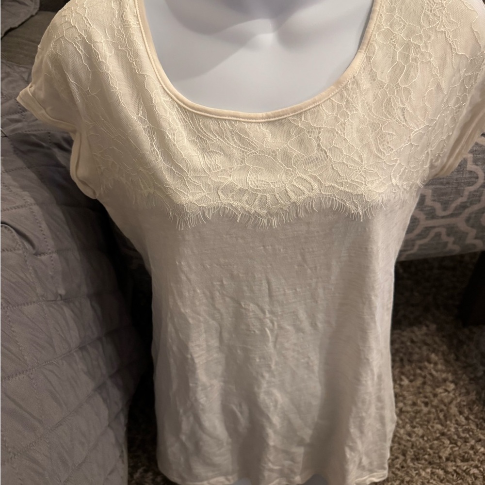 Sonoma Elegant Cream Lace Women's Top